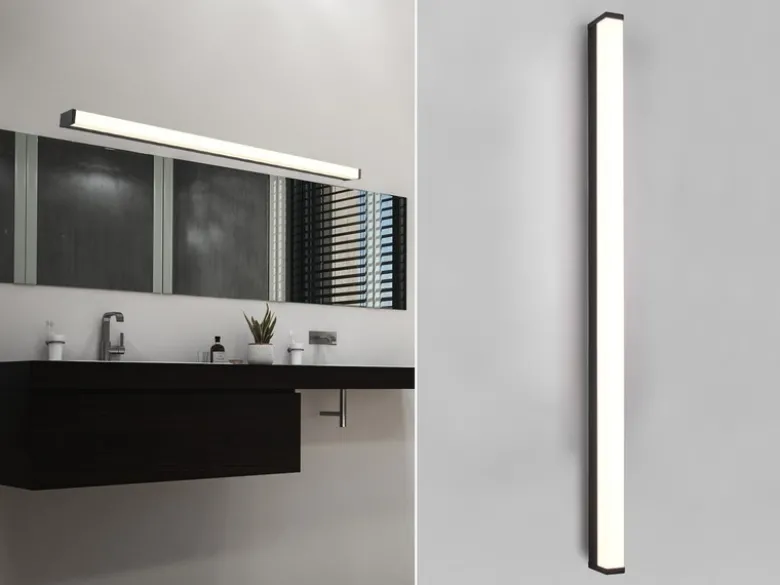 LED Badezimmer Wandleuchte FABIO in Schwarz - Spiegelleuchte, Breite 120cm