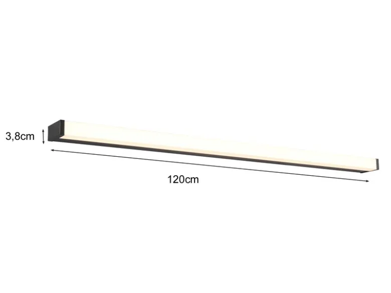 LED Badezimmer Wandleuchte FABIO in Schwarz - Spiegelleuchte, Breite 120cm