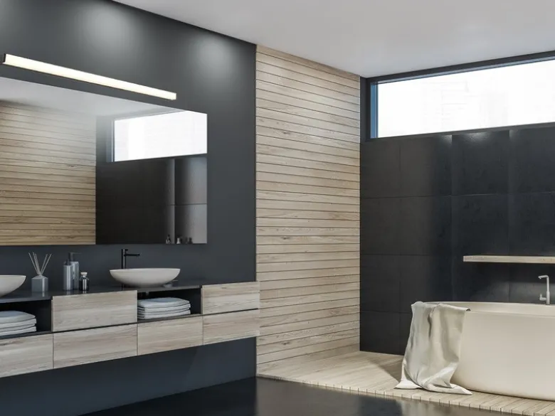 LED Badezimmer Wandleuchte FABIO in Schwarz - Spiegelleuchte, Breite 120cm