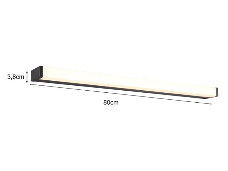 LED Badezimmer Wandleuchte FABIO in Schwarz 80cm - Spiegelleuchte