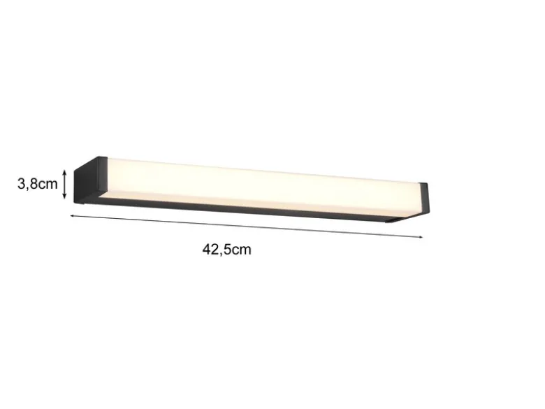LED Badezimmer Wandleuchte FABIO in Schwarz - Spiegelleuchte, Breite 42,5cm