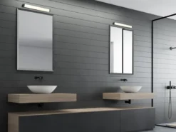 LED Badezimmer Wandleuchte FABIO in Schwarz - Spiegelleuchte, Breite 42,5cm