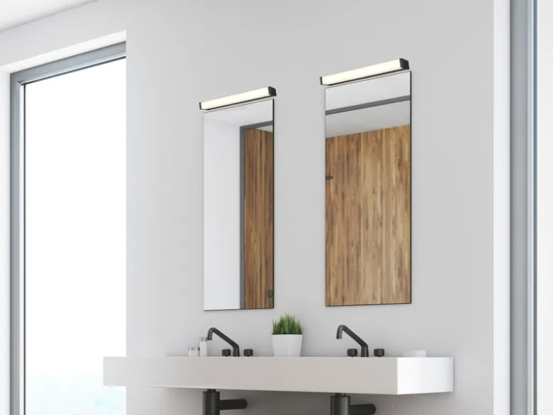 LED Badezimmer Wandleuchte FABIO in Schwarz - Spiegelleuchte, Breite 42,5cm