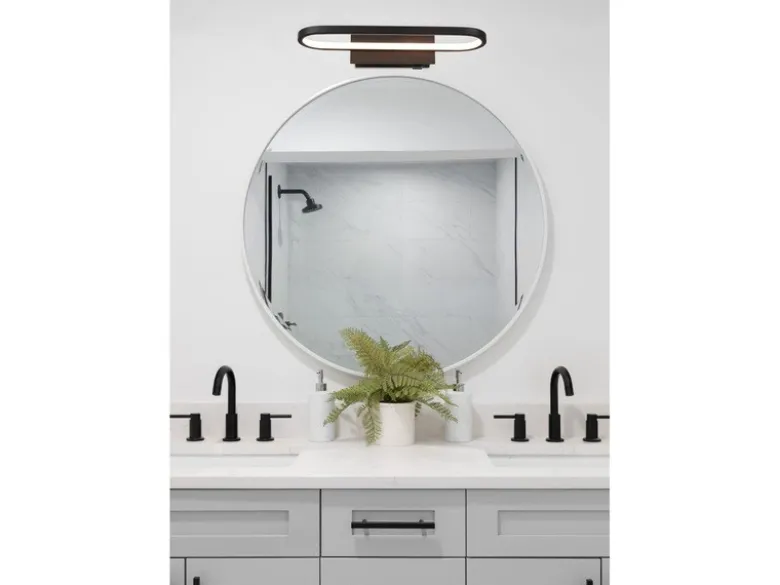 LED Badezimmer Wandleuchte GIANNI in Schwarz - Spiegelleuchte, Breite 40cm