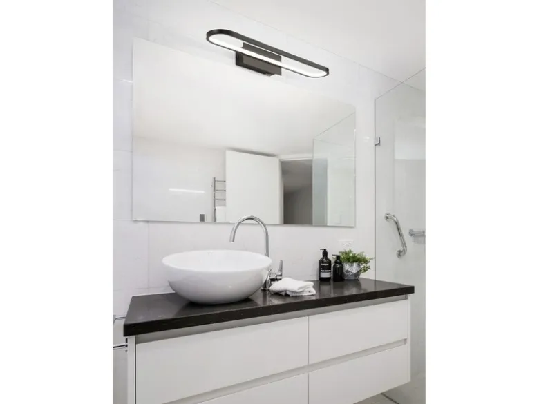 LED Badezimmer Wandleuchte GIANNI in Schwarz - Spiegelleuchte, Breite 60cm