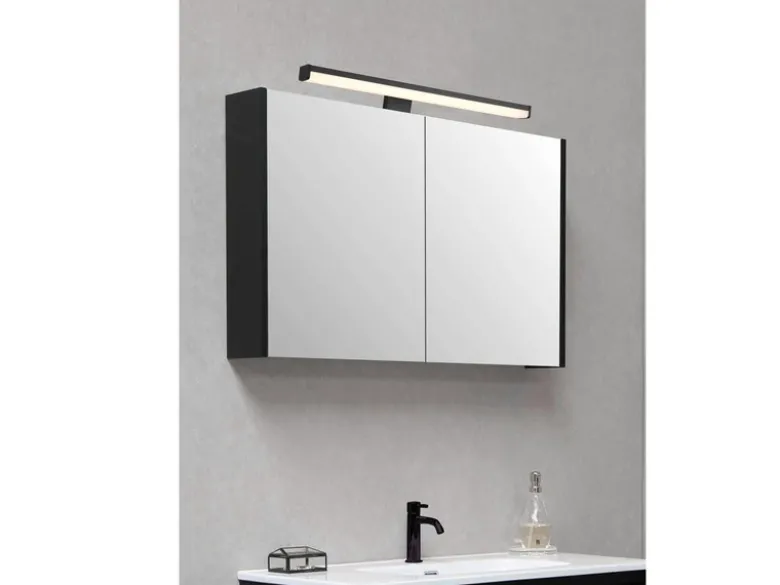 LED Badezimmer Wandleuchte LINO in Schwarz - Spiegelleuchte, Breite 40cm