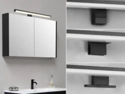 LED Badezimmer Wandleuchte LINO in Schwarz - Spiegelleuchte, Breite 40cm