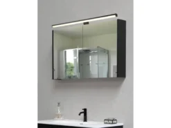 LED Badezimmer Wandleuchte LINO in Schwarz - Spiegelleuchte, Breite 60cm