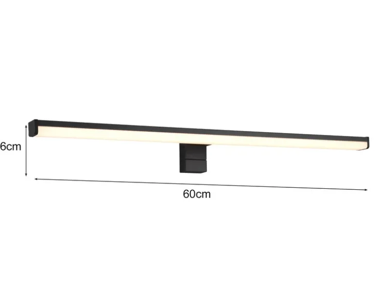 LED Badezimmer Wandleuchte LINO in Schwarz - Spiegelleuchte, Breite 60cm