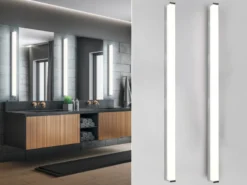LED Badezimmer Wandleuchten 2er Set in Chrom - Spiegelleuchten, Breite 120cm