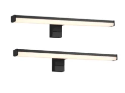 LED Badezimmer Wandleuchten 2er Set in Schwarz - Spiegelleuchten, Breite 40cm