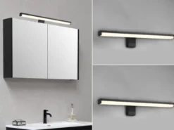 LED Badezimmer Wandleuchten 2er Set in Schwarz - Spiegelleuchten, Breite 40cm