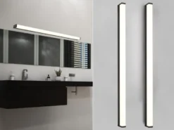 LED Badezimmer Wandleuchten 2er Set in Schwarz - Spiegelleuchten, Breite 120cm