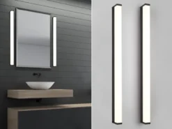 LED Badezimmer Wandleuchten 2er Set in Schwarz - Spiegelleuchten, Breite 80cm