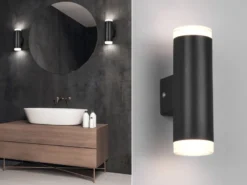 LED Badezimmer Wandleuchte RAY Up and Down in Schwarz - Spiegelleuchte, H:17cm
