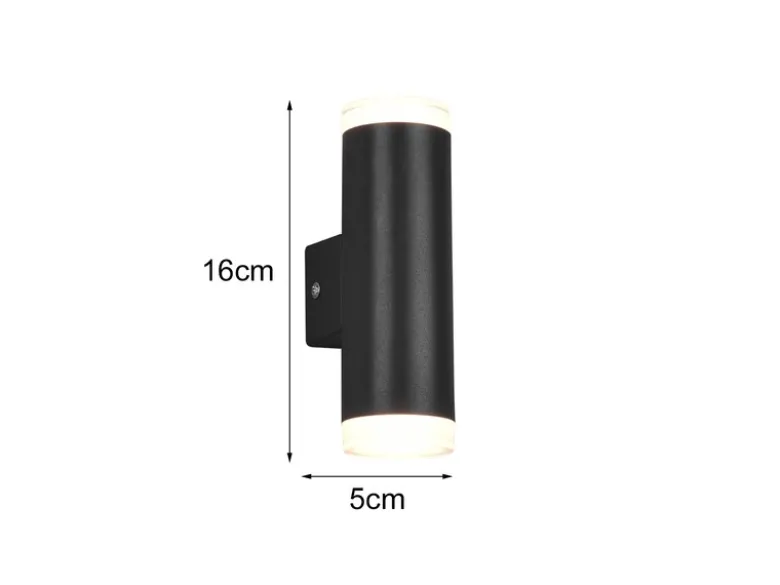LED Badezimmer Wandleuchte RAY Up and Down in Schwarz - Spiegelleuchte, H:17cm