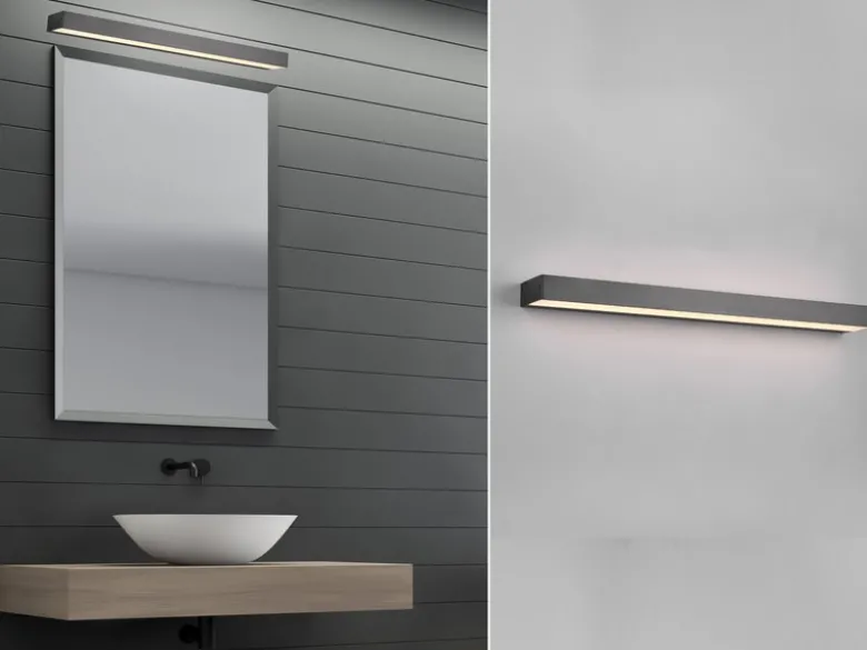 LED Badezimmer Wandleuchte ROCCO Schwarz - Up-Down Spiegelleuchte, Breite 60cm