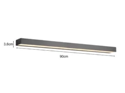 LED Badezimmer Wandleuchte ROCCO Schwarz 90cm - Up-Down Spiegelleuchte
