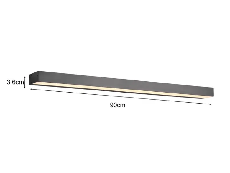 LED Badezimmer Wandleuchte ROCCO Schwarz 90cm - Up-Down Spiegelleuchte