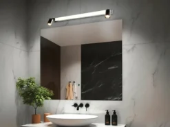 LED Bad Spiegelleuchte ENRICO mit Schalter und 2 Strahlern Chrom, Breite 90cm