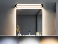 LED Bad Spiegelleuchte ENRICO mit Schalter und 2 Strahlern Chrom, Breite 90cm
