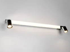 LED Bad Spiegelleuchte ENRICO mit Schalter und 2 Strahlern Chrom, Breite 90cm