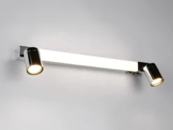 LED Bad Spiegelleuchte ENRICO mit Schalter und 2 Strahlern Chrom, Breite 60cm