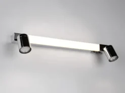 LED Bad Spiegelleuchte ENRICO mit Schalter und 2 Strahlern Chrom, Breite 60cm