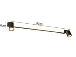 LED Bad Spiegelleuchte ENRICO mit Schalter und 2 Strahlern Schwarz Breite 90cm