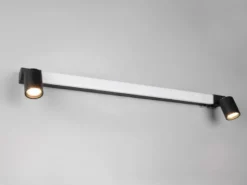 LED Bad Spiegelleuchte ENRICO mit Schalter und 2 Strahlern Schwarz Breite 90cm