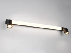 LED Bad Spiegelleuchte ENRICO mit Schalter und 2 Strahlern Schwarz Breite 90cm