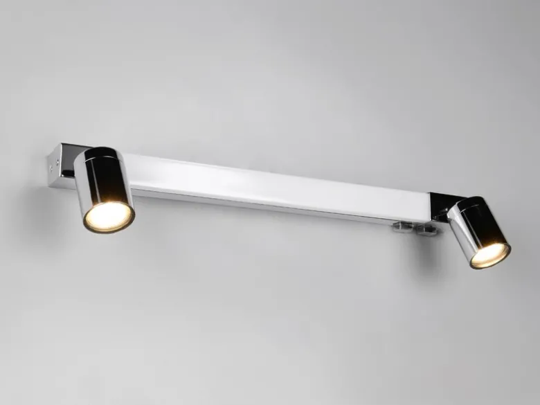 LED Bad Spiegelleuchte mit Schalter & 2 Spots Chrom inkl. GU10 LED, Breite 60cm