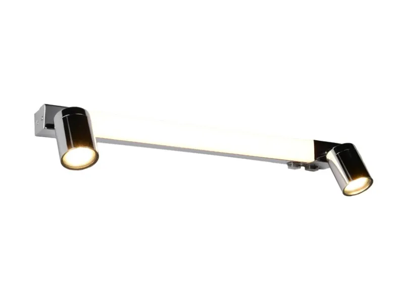 LED Bad Spiegelleuchte mit Schalter & 2 Spots Chrom inkl. GU10 LED, Breite 60cm