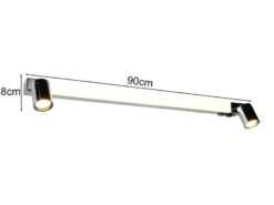 LED Bad Spiegelleuchte mit Schalter & 2 Spots Chrom inkl. GU10 LED, Breite 90cm