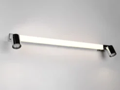 LED Bad Spiegelleuchte mit Schalter & 2 Spots Chrom inkl. GU10 LED, Breite 90cm