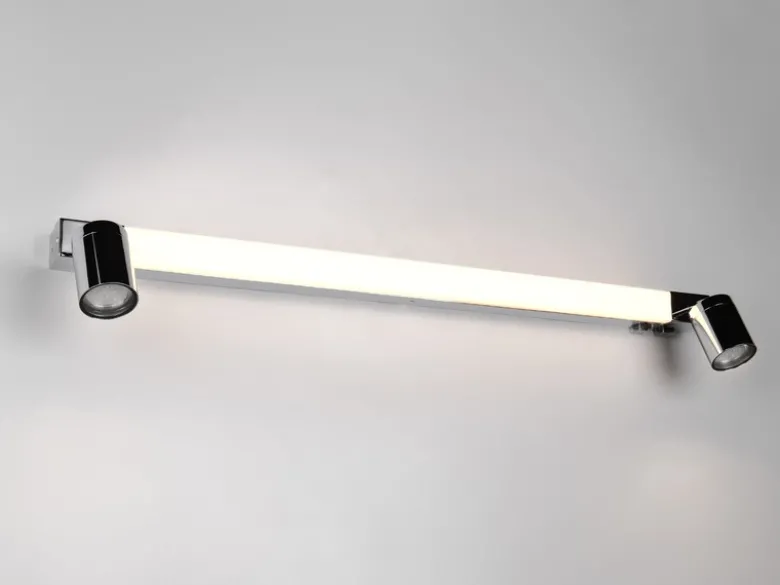 LED Bad Spiegelleuchte mit Schalter & 2 Spots Chrom inkl. GU10 LED, Breite 90cm