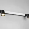 LED Bad Spiegelleuchte mit Schalter & 2 Spots Schwarz inkl. GU10 LED Breite 60cm