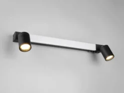 LED Bad Spiegelleuchte mit Schalter & 2 Spots Schwarz inkl. GU10 LED Breite 60cm