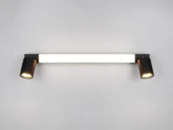 LED Bad Spiegelleuchte mit Schalter & 2 Spots Schwarz inkl. GU10 LED Breite 60cm