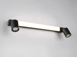 LED Bad Spiegelleuchte mit Schalter & 2 Spots Schwarz inkl. GU10 LED Breite 60cm