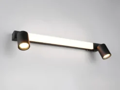 LED Bad Spiegelleuchte mit Schalter & 2 Spots Schwarz inkl. GU10 LED Breite 60cm