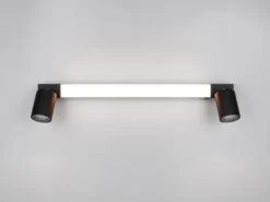 LED Bad Spiegelleuchte mit Schalter & 2 Spots Schwarz inkl. GU10 LED Breite 60cm