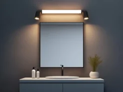 LED Bad Spiegelleuchte mit Schalter & 2 Spots Schwarz inkl. GU10 LED Breite 60cm