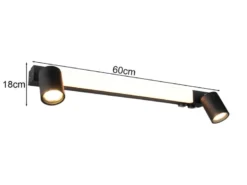 LED Bad Spiegelleuchte mit Schalter & 2 Spots Schwarz inkl. GU10 LED Breite 60cm