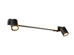 LED Bad Spiegelleuchte mit Schalter & 2 Spots Schwarz inkl. GU10 LED Breite 60cm