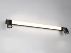 LED Bad Spiegelleuchte mit Schalter & 2 Spots Schwarz inkl. GU10 LED Breite 90cm