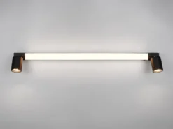 LED Bad Spiegelleuchte mit Schalter & 2 Spots Schwarz inkl. GU10 LED Breite 90cm