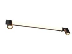LED Bad Spiegelleuchte mit Schalter & 2 Spots Schwarz inkl. GU10 LED Breite 90cm