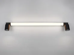 LED Bad Spiegelleuchte mit Schalter & 2 Spots Schwarz inkl. GU10 LED Breite 90cm