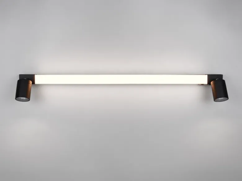 LED Bad Spiegelleuchte mit Schalter & 2 Spots Schwarz inkl. GU10 LED Breite 90cm